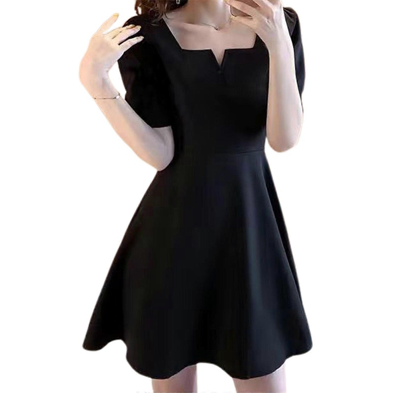 Women’s V Neck Puff Short Sleeve Party Club Midi Dress Summer A Line Dresses  Black XL | Fruugo SG