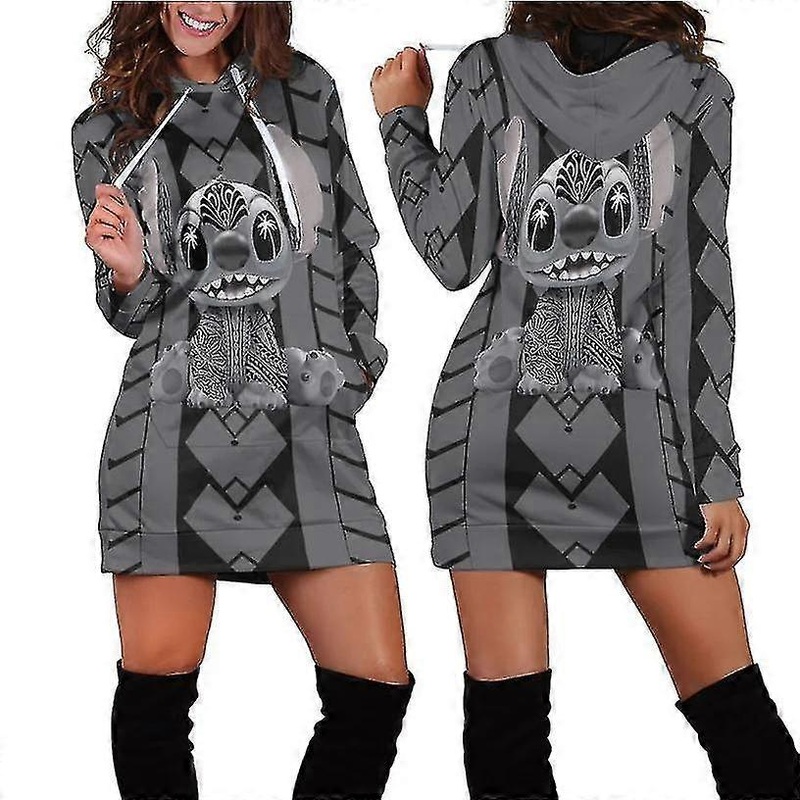 2024 New Stitch Hoodie Dress Sweater Fashion Disney Dress Sweatshirt Dress 3d Allover Printed Hoodie For Womenaa | Fruugo SG