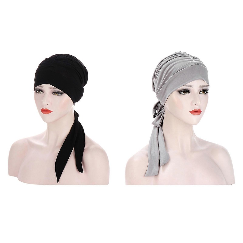 2pcs Pure Color Headscarf Women Soft Fashionable Elegant Long Tail Bow Chemo Headwear for Holiday Party | Fruugo SG