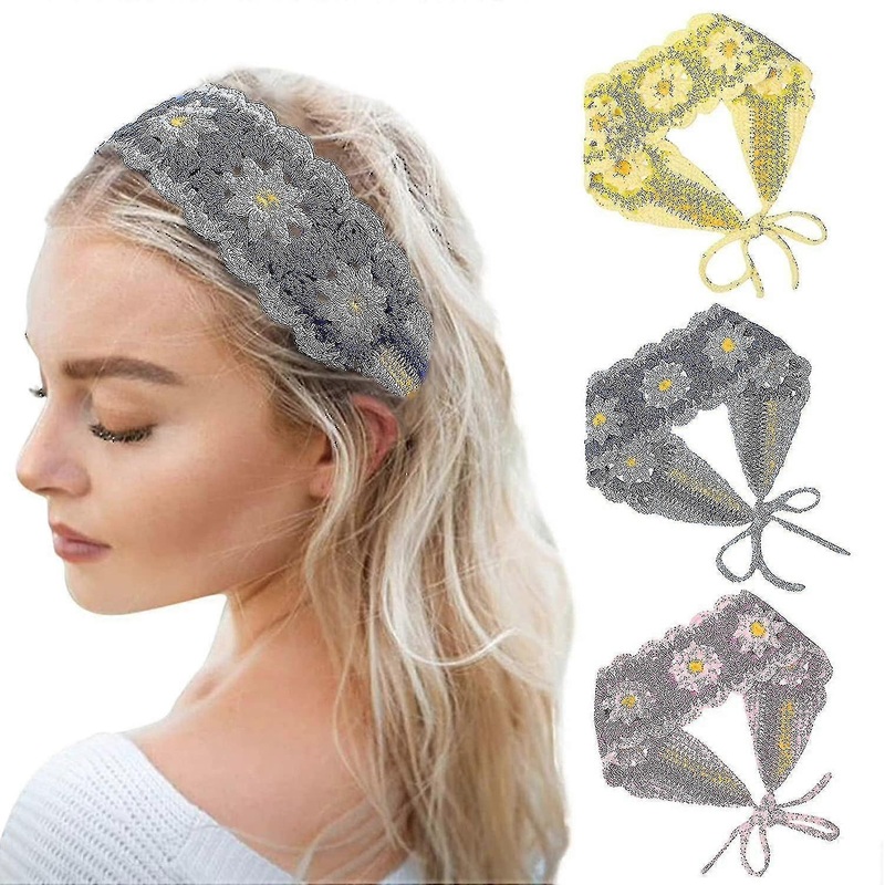 3 Pcs/pack Crochet Headbands For Women , Handmade Knitted Hair Bands , Boho Crochet Head Wraps For Girls , Floral Pattern C | Fruugo SG