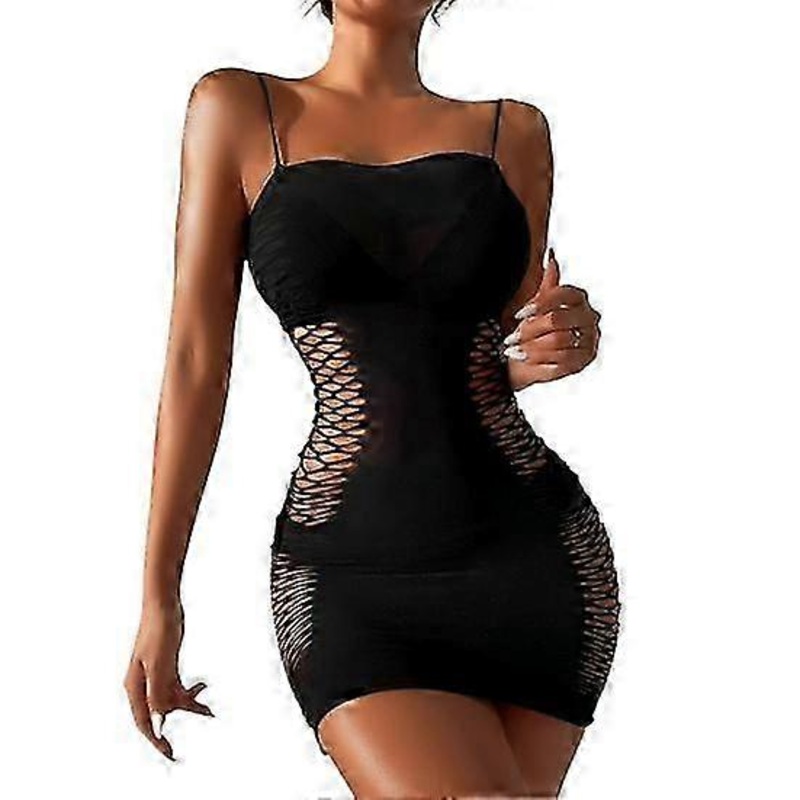 Backless Sleeveless Slutty Slim Fit Fishnet Night Dress in Solid Color for Women | Fruugo SG