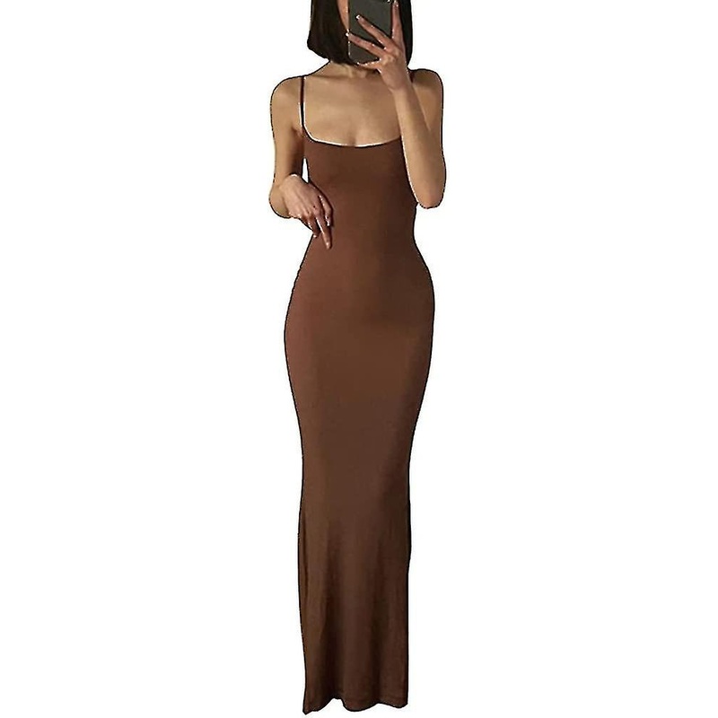 Women’s Casual Lounge Slip Long  Sleeveless Bodycon Maxi Es Solid Color S-2xl | Fruugo SG