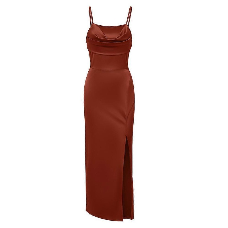 Women’s Open Back Split Thigh Drawstring Ruched Front Long Halter Dress style1 | Fruugo SG