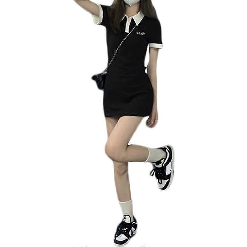 Women Summer Short Sleeve Lapel Collar Button Front Bodycon Mini Pencil Dress Contrast Color Trim High Waist Sexy Package Hip Clubwear | Fruugo SG