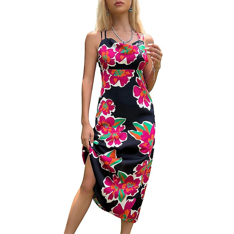 2023 Summer New Women’s Dress Printed Mid-length Suspender Dress | Fruugo SG