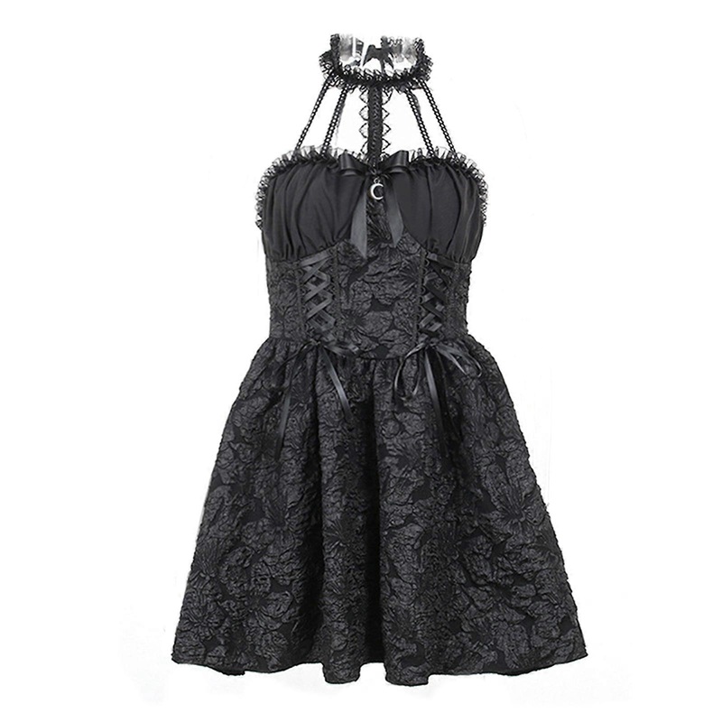 Dresses for Womens Vintage Gothic Swing Cocktail Dress Halter Neck Sleeveless Backless Mini Dress for Party  S | Fruugo SG