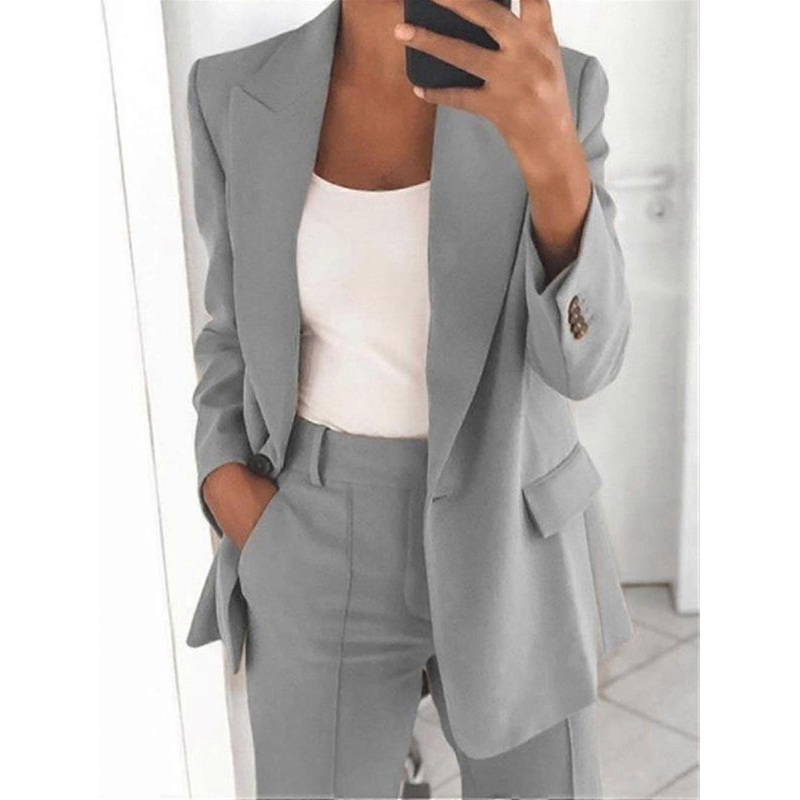 Women’s 2 Piece Outfit Blazer Sets Elegant Business Work Wear Vintage Classic Solid Color Ruched Sleeve Oppen Front Suit Jacket And Straight Leg Penci | Fruugo SG