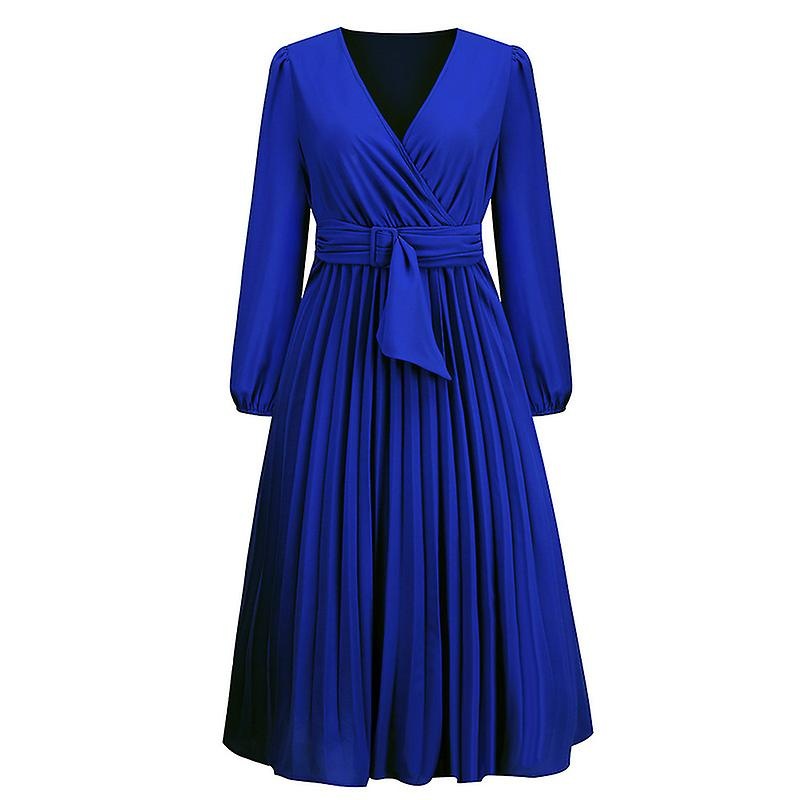 Women’s Midi Dress Casual Long Sleeve V Neck A Line Flowy Dresses | Fruugo SG