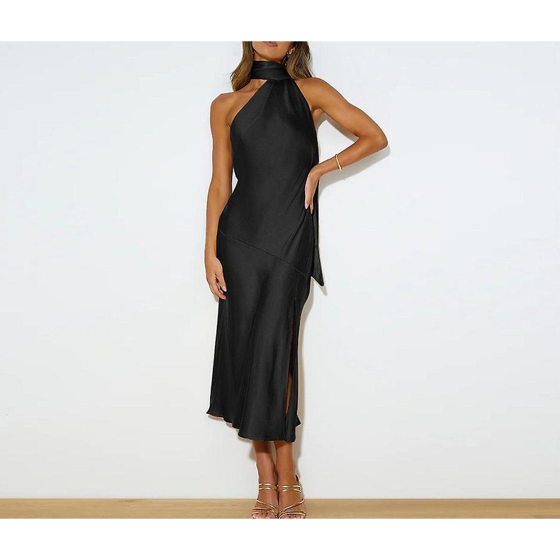 Women’s Summer Satin Dress Elegant Sleeveless Cocktail Party Maxi Dresses | Fruugo SG
