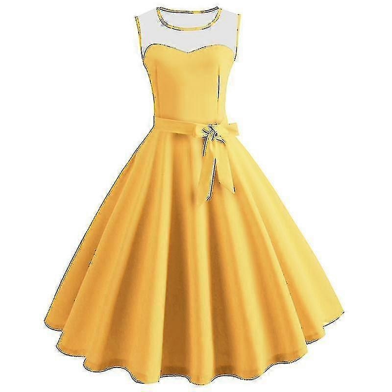 Women Vintage Patchwork Swing Skater Dress Summer Cocktail Party Rockabilly Hepburn Dresses High Quality | Fruugo SG