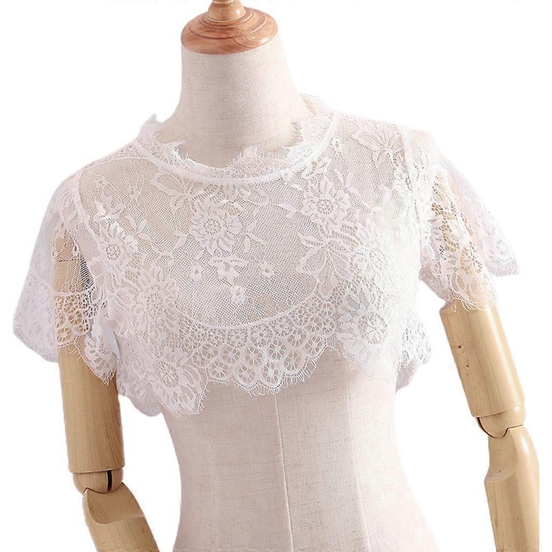 Artsy Collar Women’s Hollowing-Out Lace Bottoming Shirt Cover False Collar for Summer Dress Wedding Dress Accessory  XL white | Fruugo SG