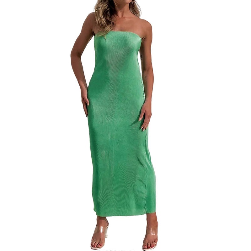 Backless Tube Tops Maxi Dress for Women Girls Elegant Low Back Lace Up Strapless Long Dresses Sexy Cocktail Party Dress  Green S | Fruugo SG