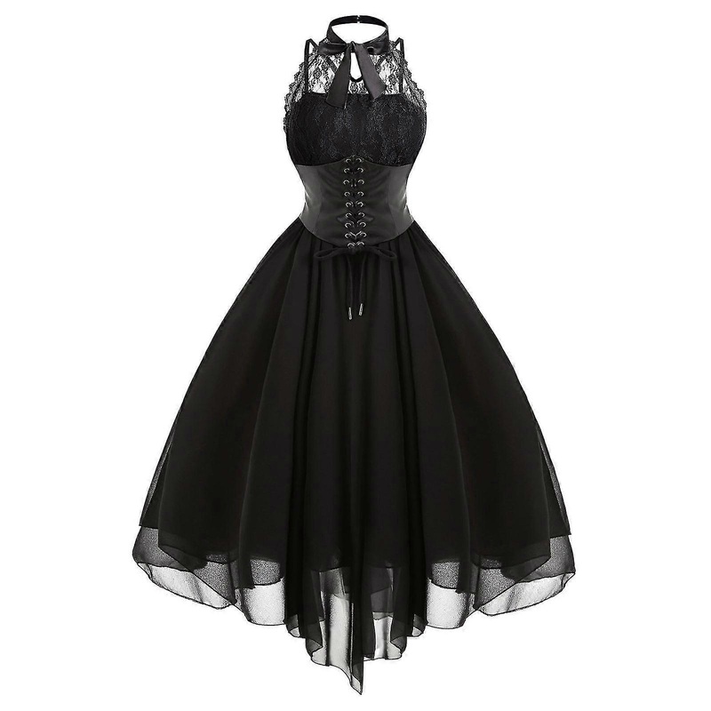 Clothing Steampunk Women’s Rockabilly Dresses Sleeveless High Low Design Steampunk A-Line Dress | Fruugo SG