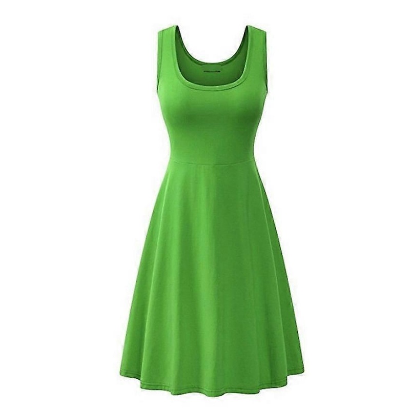 Fashion Sleeveless Pure Color Square Neck Weekend Casual Swing Dress For Womens | Fruugo SG