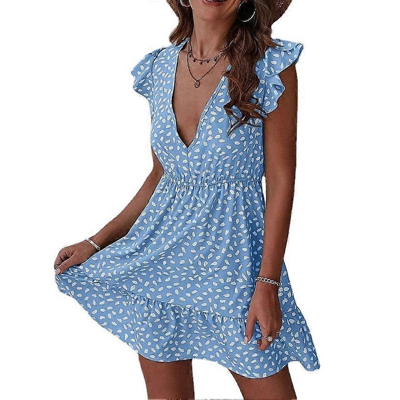 Women’s Sleeveless Print Print V Neck Boho Party Slim Strap Dress | Fruugo SG