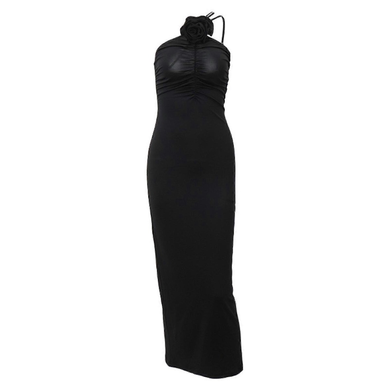 Womens Summer Skinny One Shoulder Maxi Dress High Waist Ruffle Bodycon Dresses for Party Night Club  Black M | Fruugo SG