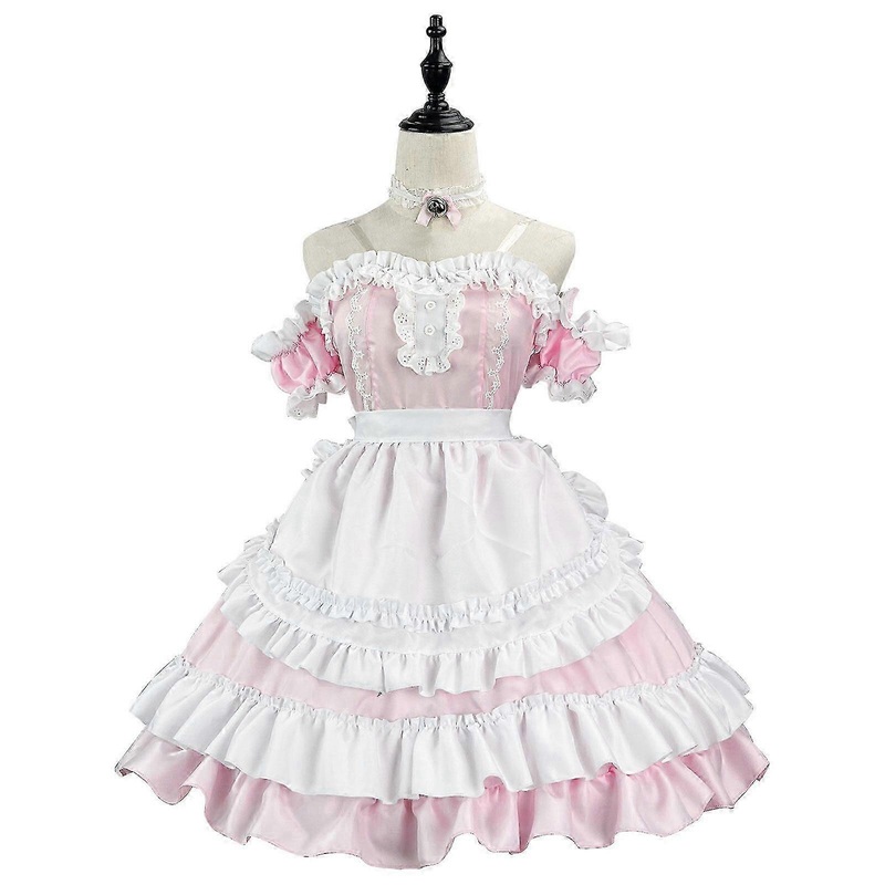 Women Sweet Lolita Dress Victorian Sleeveless Halloween Cosplay Costumes Lace Layers Maid Dresses | Fruugo SG