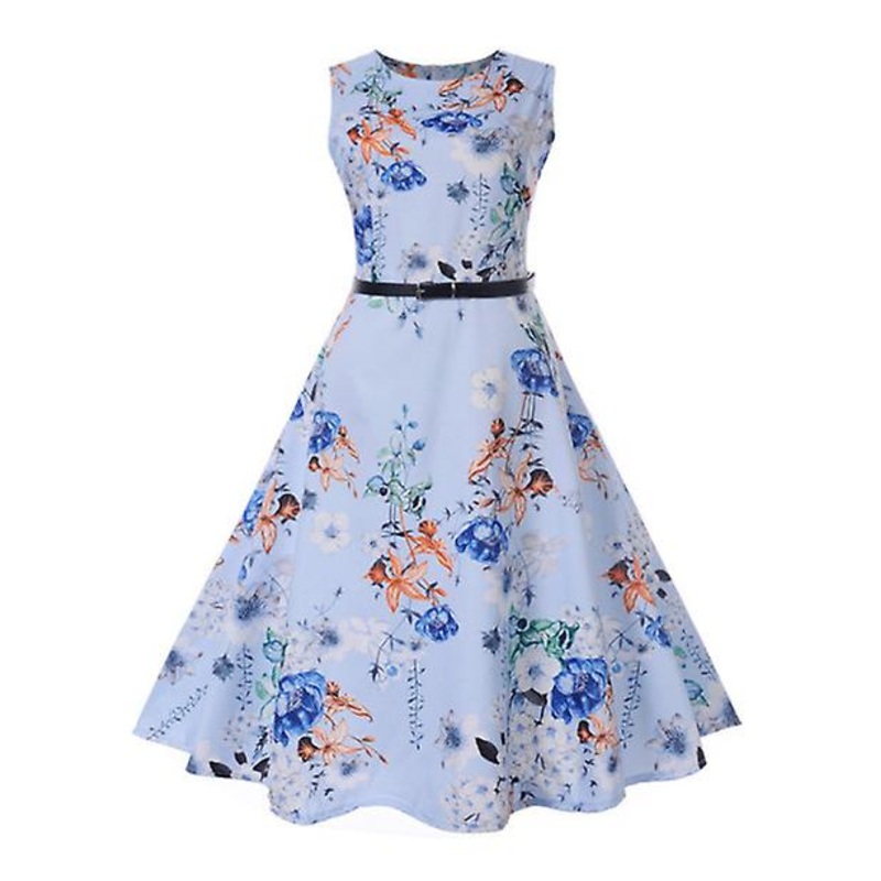 2022 New Women’s Retro Fashion Outlet Classic Hepburn Dress Slim Waist Slim Belted Dress | Fruugo SG