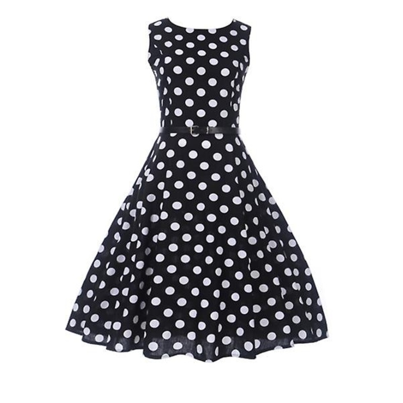 2022 New Women’s Spring And Summer Retro Hepburn Style Waist And Slim Large Swing Dress With Belt | Fruugo SG