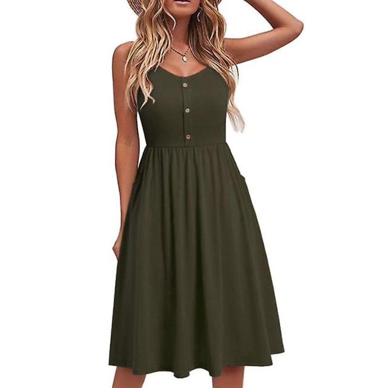 2022 Summer New Hot Style Women’s Backless Button Suspender Dress | Fruugo SG