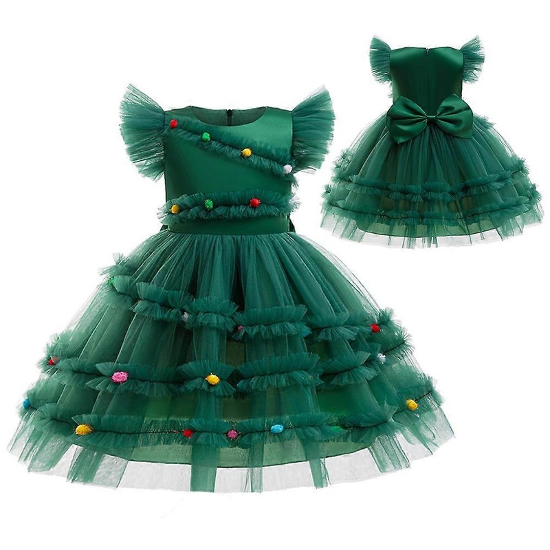 Baby Kids Little Girls Crew Neck Christmas Tree Tutu Tulle Dress Xmas Party Princess Dress | Fruugo SG