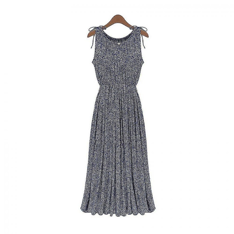 Bohemian Style Retro Floral Slim Long Dress Sleeveless Tie O-neck High Waist Dress | Fruugo SG