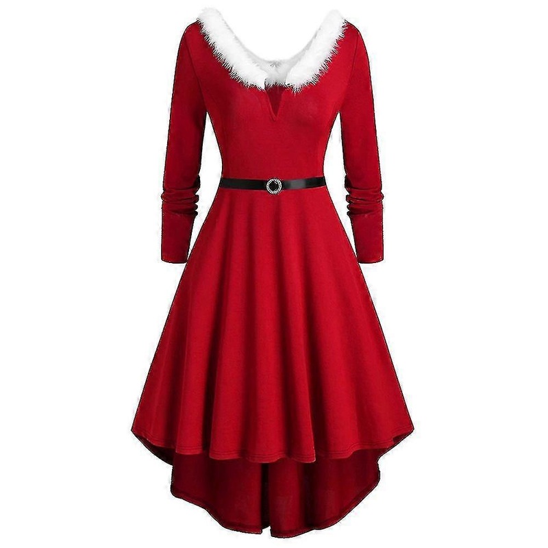 Christmas Women Santa Claus Costume Midi Skater Dress Xmas Fancy Dress | Fruugo SG