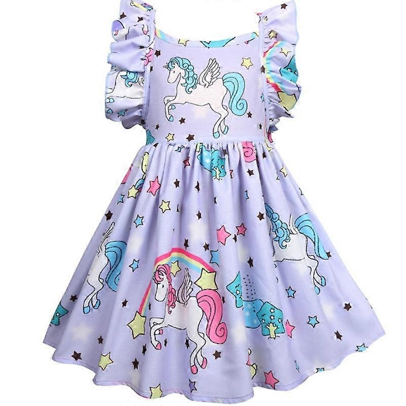 Girls Cartoon Unicorn Birthday Party Swing Dress Sleeveless Dresses | Fruugo SG