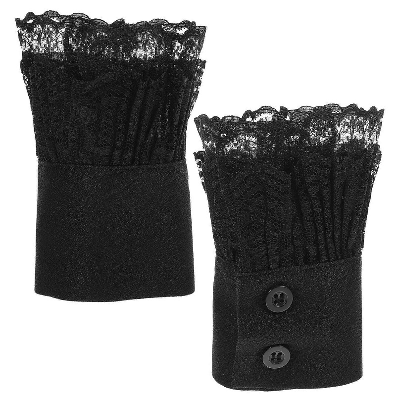 Wrist Cuffs Lace Cuffs Women Casual Wear Black Organza Hidden Inside Clothes 1 Pair | Fruugo SG