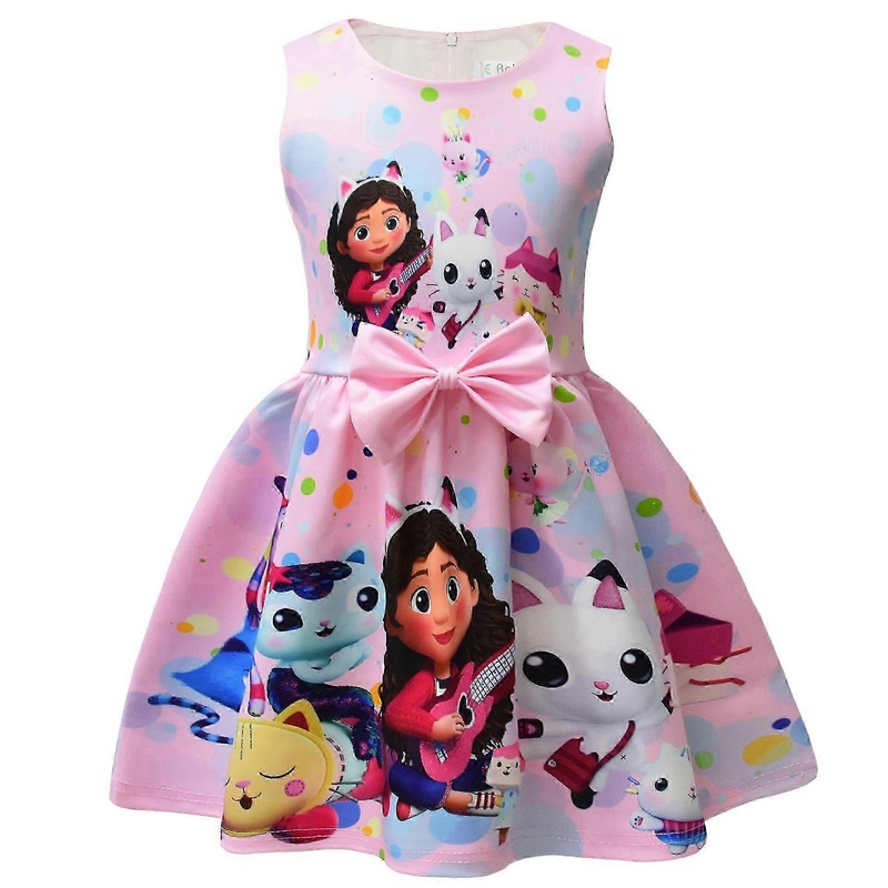 2023 European and American cartoon Gaby’s doll number cm printed bowknot children’s dress girls dress 9238 | Fruugo SG