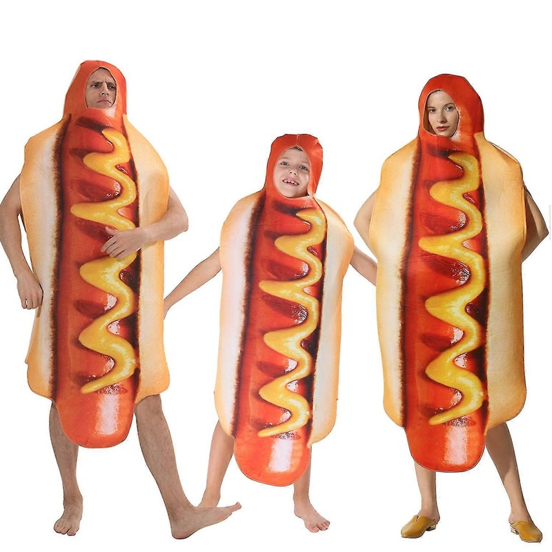 Adult Kids Funny 3d Print Food Sausage Hot Dog Costumes Halloween Men Women Family One-piece Pizza Costume Carnival Food Costume | Fruugo SG