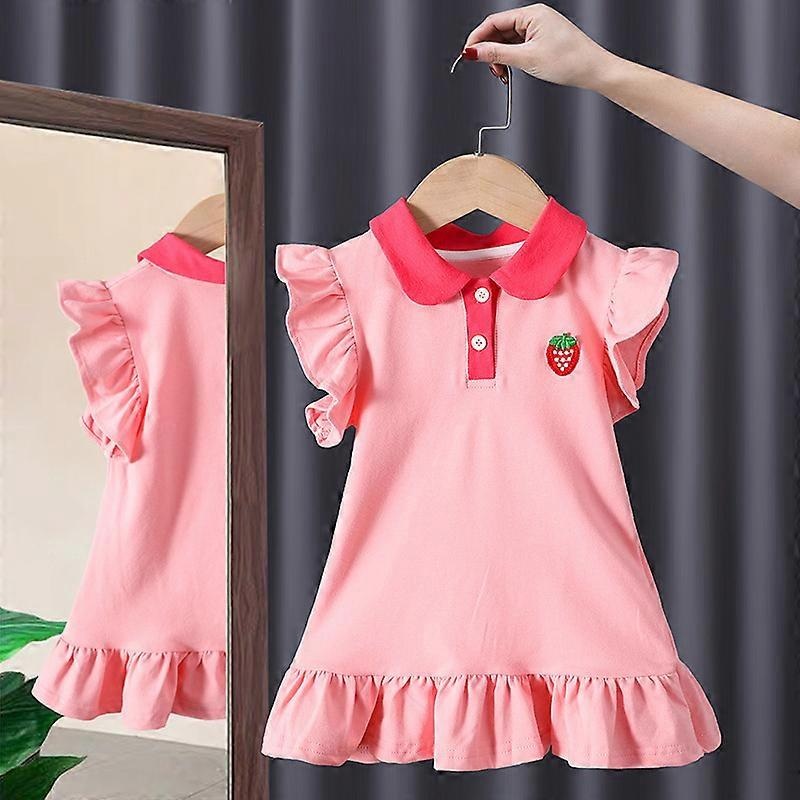 Baby Girl Dress Summer Pink Cute Elegant Princess Dress POLO Style Birthday Party Clothes | Fruugo SG