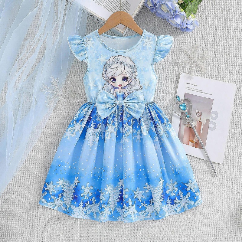 Cartoon short-sleeved princess dress summer dress with flying sleeves | Fruugo SG