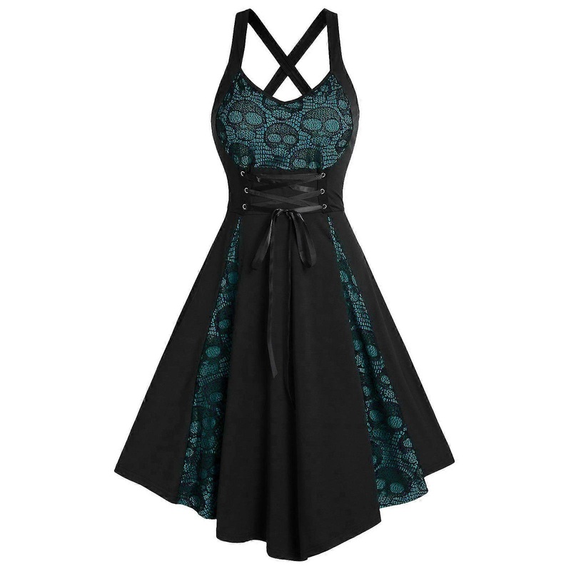 Fashion Casual  V-Neck Lace Patchwork Dress Sleeveless Camis Women  Women’S Dress Dresses | Fruugo SG