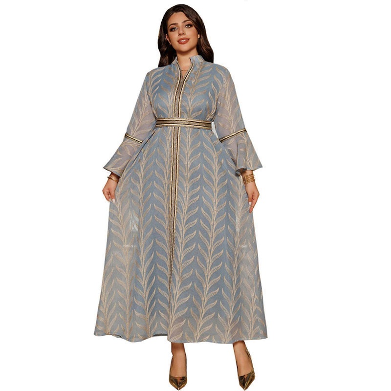 Fashion Women’s Embroidered Dress with Flare Sleeves Breathable Fabric Stylish Pullover Dress for Party  Blue XL | Fruugo SG