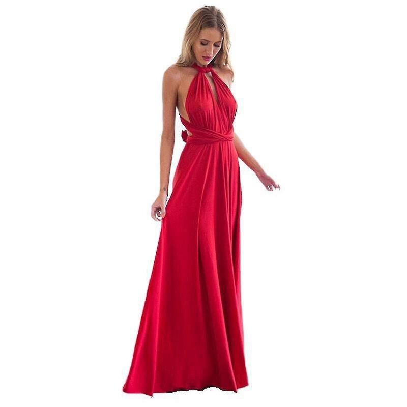 Women’s Sexy Christmas Dresses Backless V-neck Evening Dress Bridesmaid Long Prom Cross Wrap Pleated Cocktail Dress | Fruugo SG