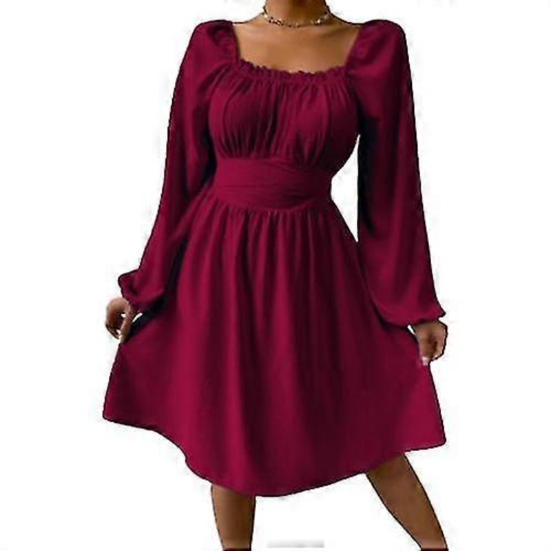 Women’s Square Neck Dresses Sleeve A-line Casual | Fruugo SG