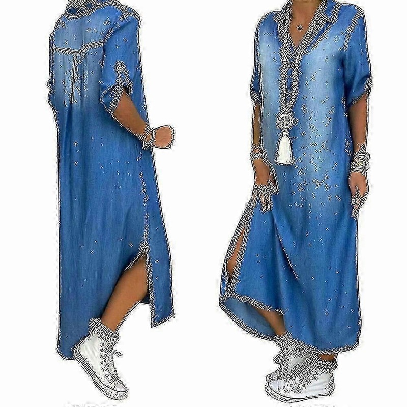 Women’s Summer Casual Long Maxi Denim Dress Comfortable Loose Fit Beach Outfit | Fruugo SG