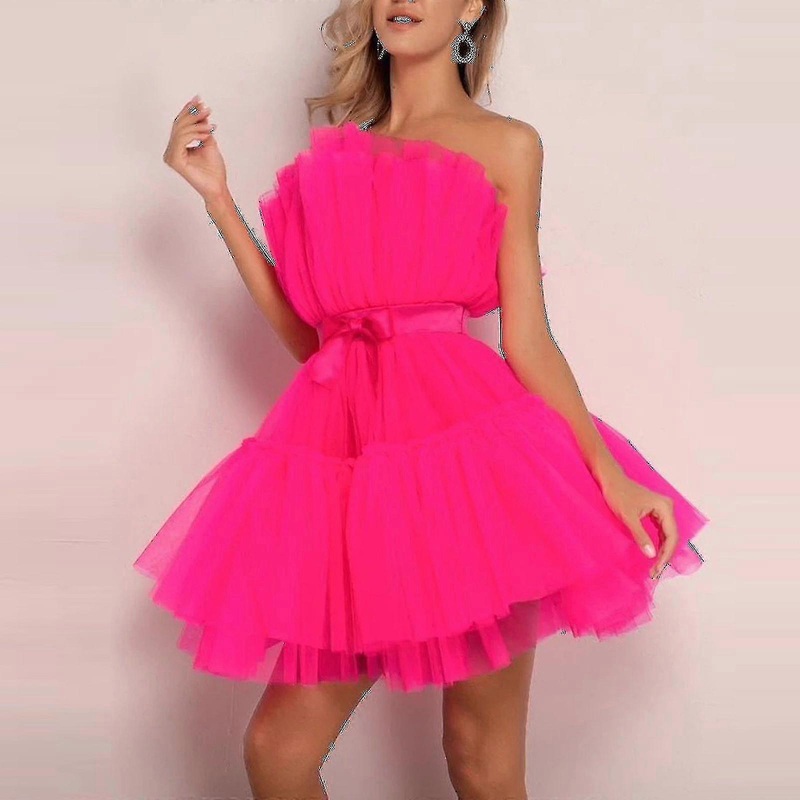 Women Tulle Dress Sleeveless Short Dress Solid Mesh Princess Steapless Party Dress_y A | Fruugo SG