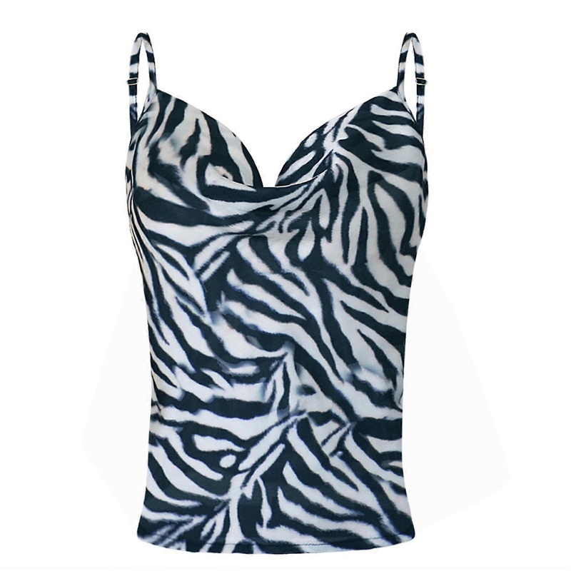 Womens Solid Color Spaghetti Strap Tank Top Summer Sexy Sleeveless Strappy Cowl Neck Backless Satin Camisole Slip Vest  zebra print XL | Fruugo SG