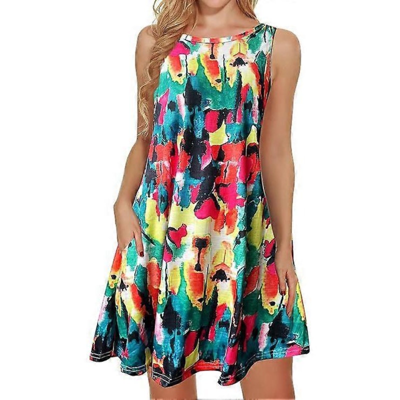 Dresses for Women Casual Beach Sleeveless Loose Sundress | Fruugo SG