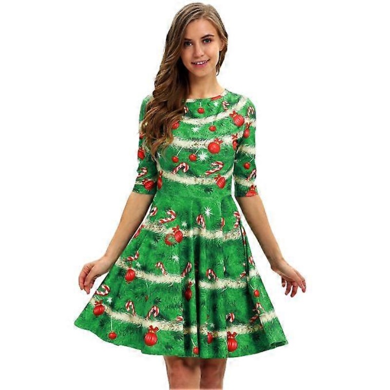 Women’s 3D Print Short Sleeve Unique Casual Flared Midi Dress | Fruugo SG