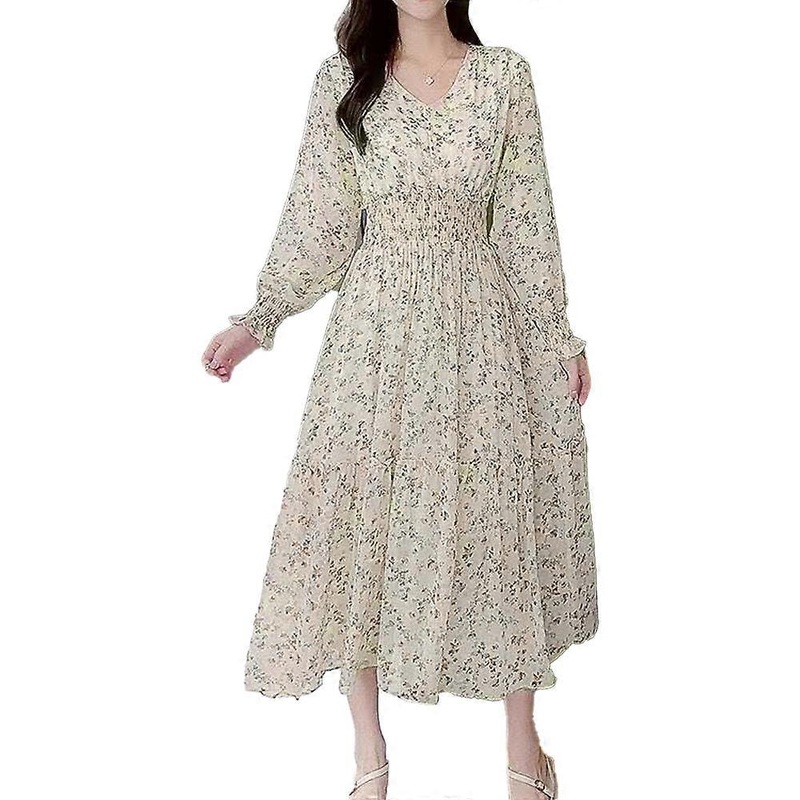 Women’s Long Sleeve Floral Maxi Dress V Neck Casual Long Dresses Cocktail Beach Party Maxi Dress | Fruugo SG