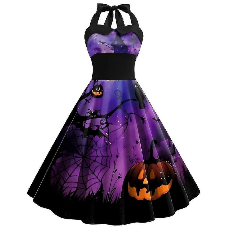 Women’s Pumpkin Print Sleeveless Round Neck Casual Hem Dress | Fruugo SG
