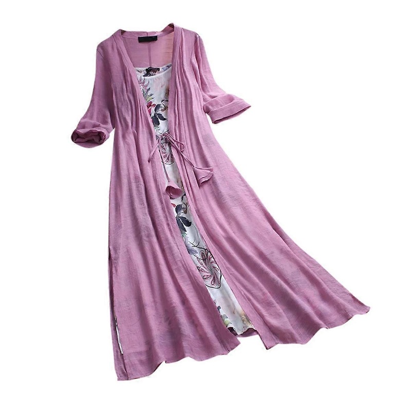 Boho Women’s Vintage O-Neck Floral Two-Piece Lace Dress with 3/4 Sleeves | Fruugo SG