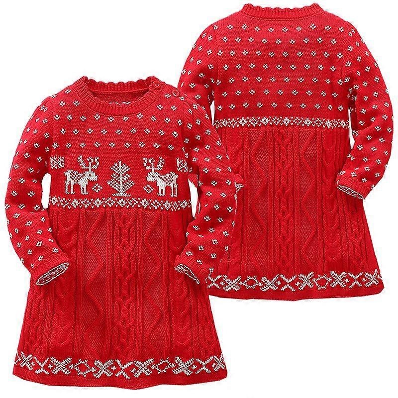 Christmas Knitted Dress Girls Reindeer Knitting Dress Kids Full Sleeve Winter Clothing Children Christmas Costumes Girl New Year | Fruugo SG