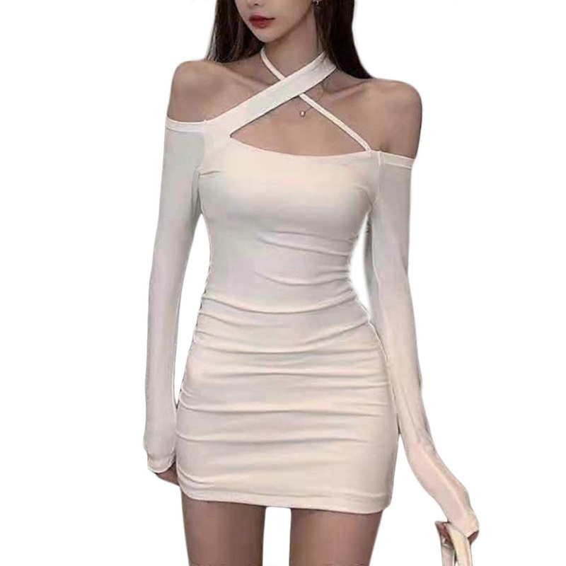 Women’s Bodycon Dress Comfortable and Stylish Off Shoulder Halter Neck Evening Party Prom Dresses  White One Size | Fruugo SG