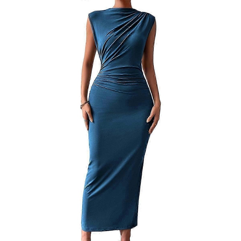 Women’S Ruched Bodycon Dress Blue XL | Fruugo SG