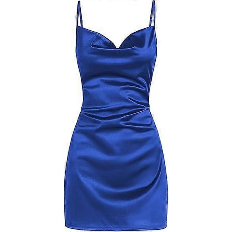 Women’s Satin Sleeveless Spaghetti Strap Mini Dress | Fruugo SG