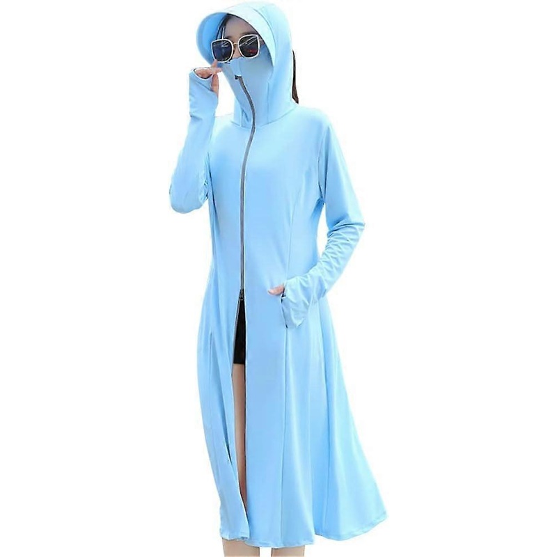 Women’s Sun Protection Hoodie Coat Cover-Up Dress with Neck flap,Cooling Ice silk Sunscreen sweatshirt with Pockets | Fruugo SG